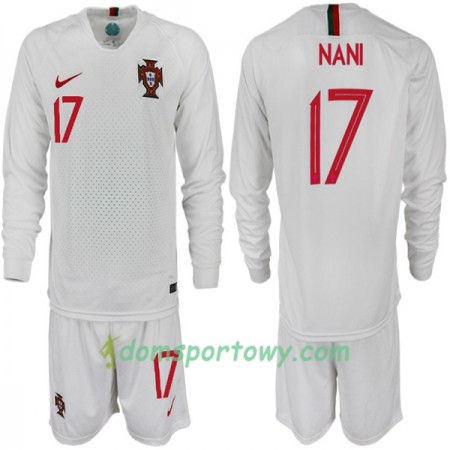 Koszulka Portugalia NANI 17 Dziecięcy Wyjazdowe Koszulki Piłkarskie Mistrzostwa Świata 2018 Długi Rękaw